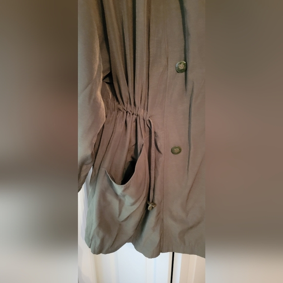 Shiny green vintage GALLERY W•O•M•E•N long jacket women’s size 1X - Picture 4 of 8